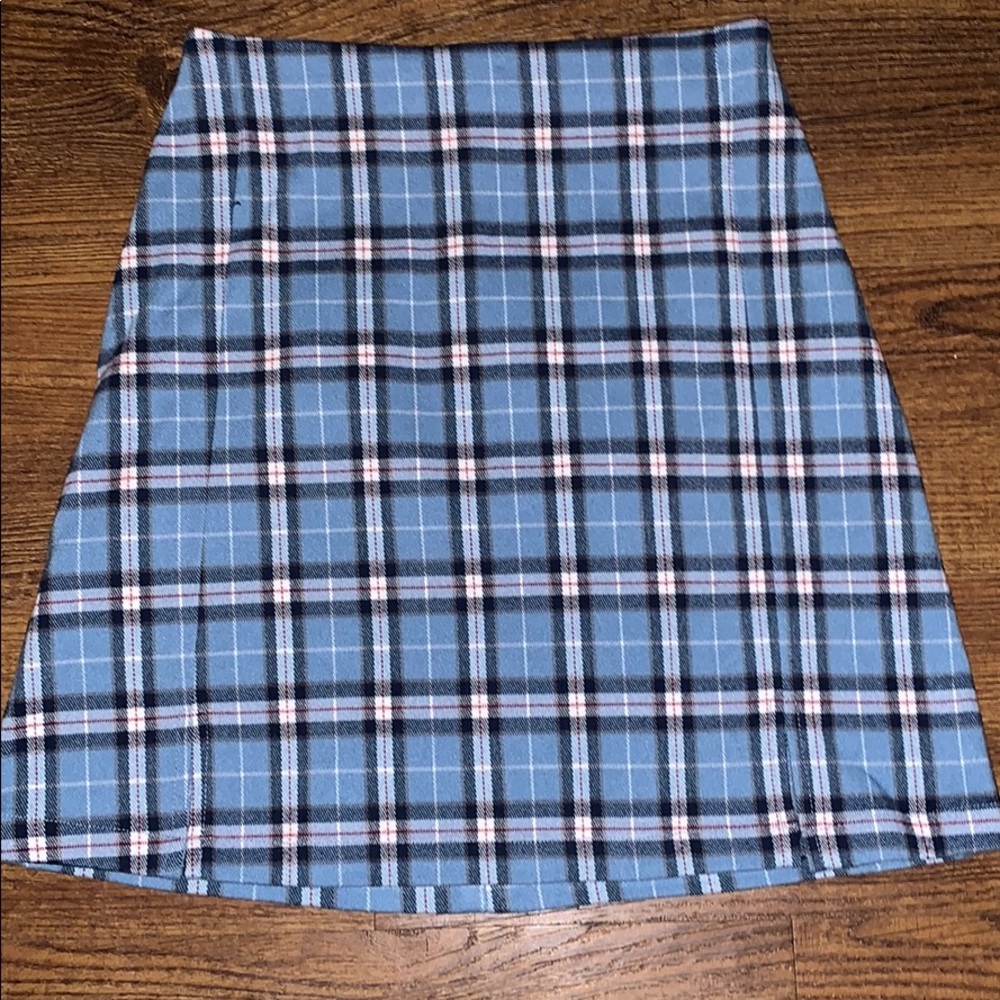 Blue plaid mini skirt